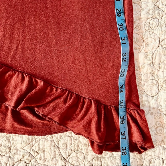 Alison Grace Dusty Rose Ruffled Sheath 3/4 Sleeve Midi Dress Cottagecore USA - Picture 4 of 8